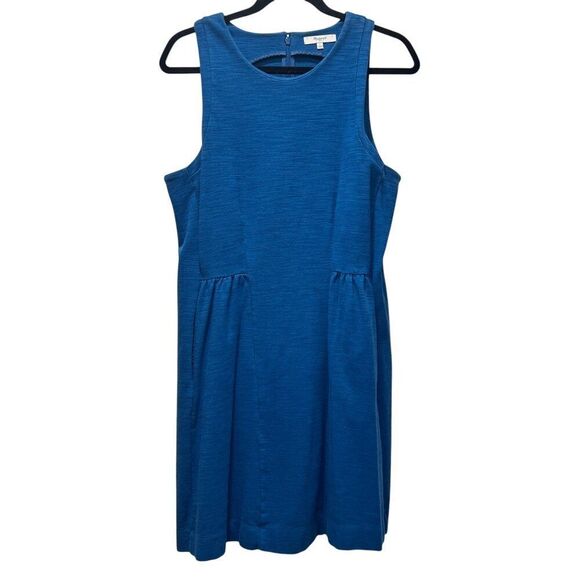 Madewell Blue Sleeveless Tank Stretch A-line Summer Dress Pockets Size Large - Picture 1 of 4
